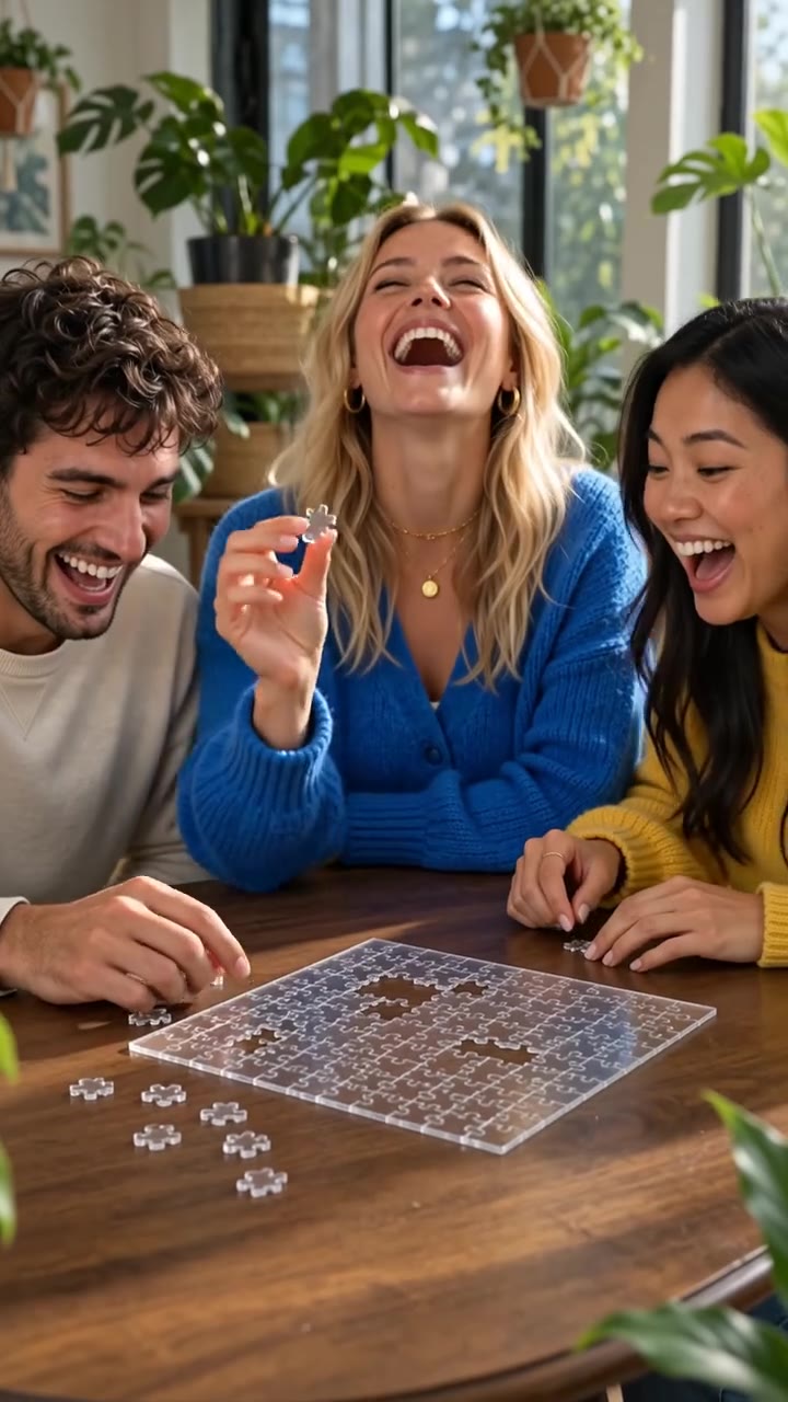 Friends taking on The Clearly Impossible Puzzle